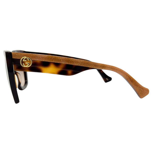Gucci Sunglasses GG Logo Glitter Havana Hollywood Oversize Square Gradient Brown - Picture 10 of 13